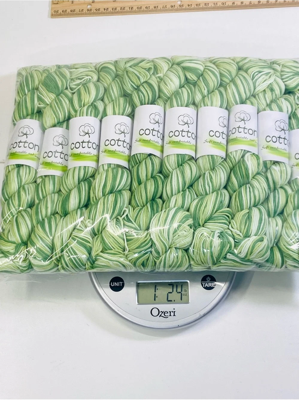 10 NEW (~500g total, ~50g ea.) 100% Cotton Variegated Hanks in  Spring Grasses